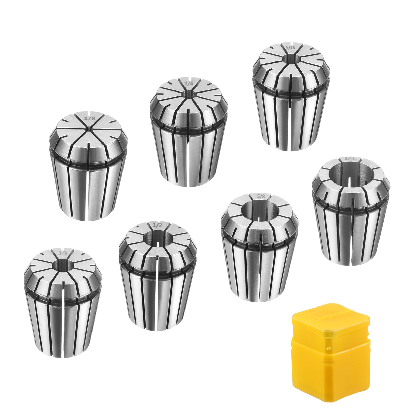 sourcing map 7pcs Spring Collet Chuck ER32 1/8" - 3/4" 65Mn Spring Steel Precision Router Collets for CNC Engraving Milling Lathe Tool