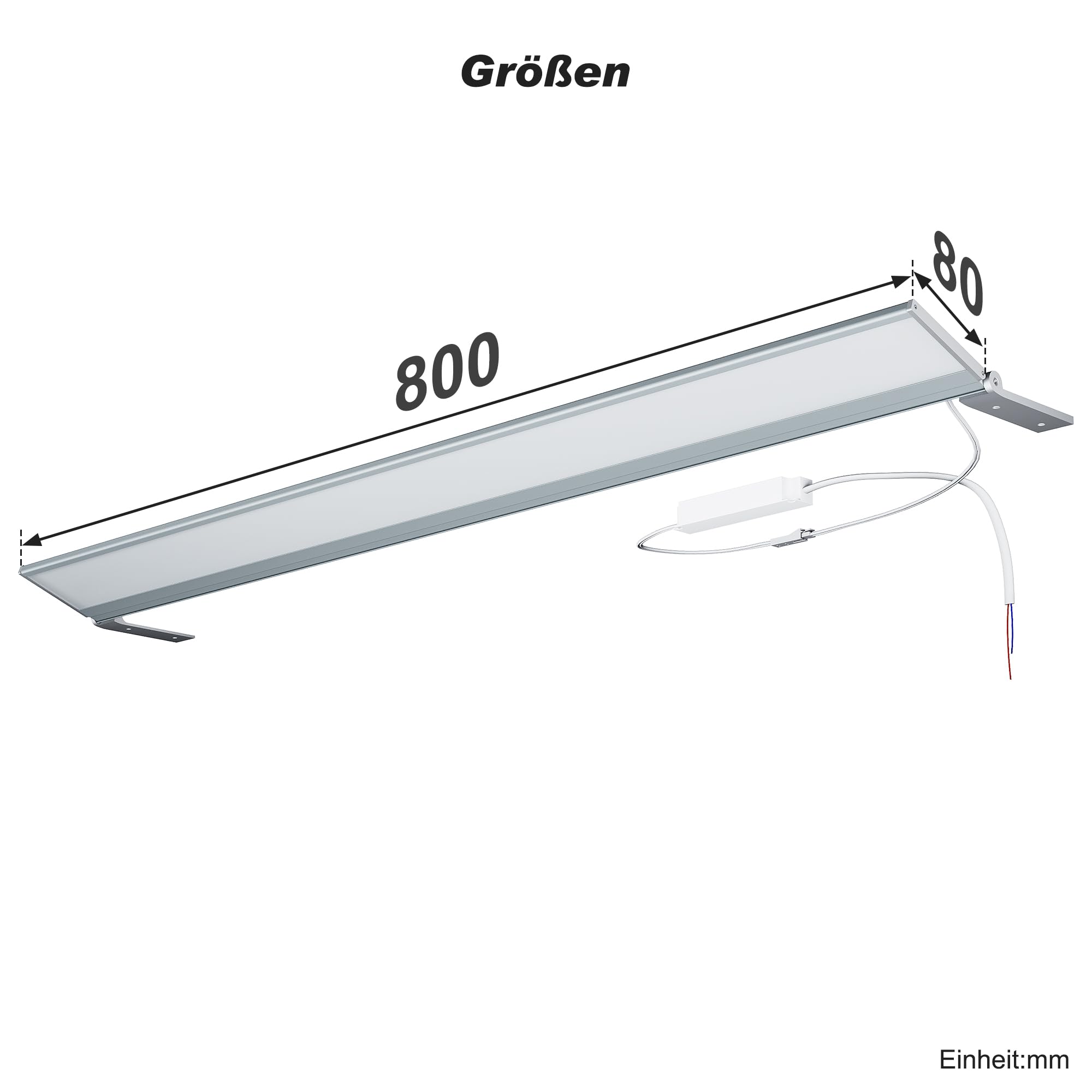 SONNI LED Spiegelleuchte 80 cm, 4.5W Spiegellampe Bad, 6000K Kaltweiß Aufbauleuchte für Spiegelschrank Nachrüstung, Aluminium, 159° Abstrahlwinkel