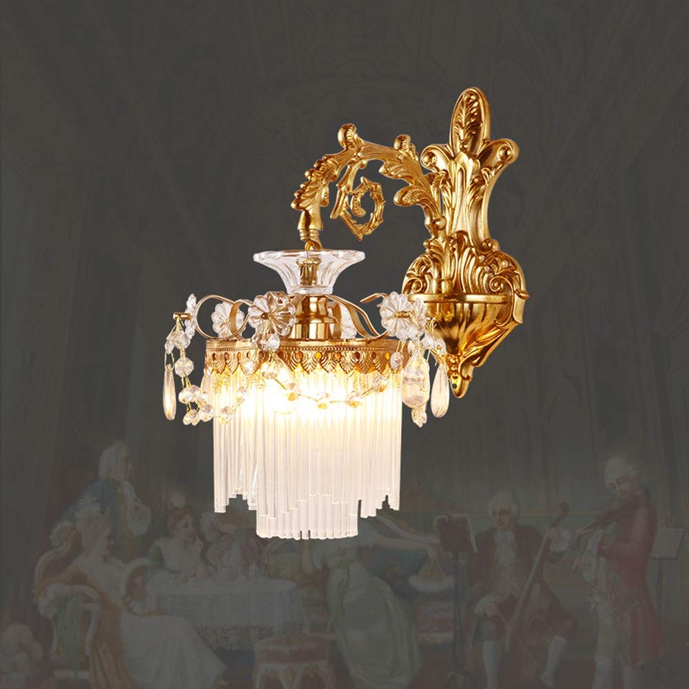 HPTHLY Wall Mounted Light Luxury Bedroom Wall Lamp Decoration Living Room Wall Sconce Room Art Decor Fixtures Lighting Brass Wall Light Stairs Corridor Villa(1Light)