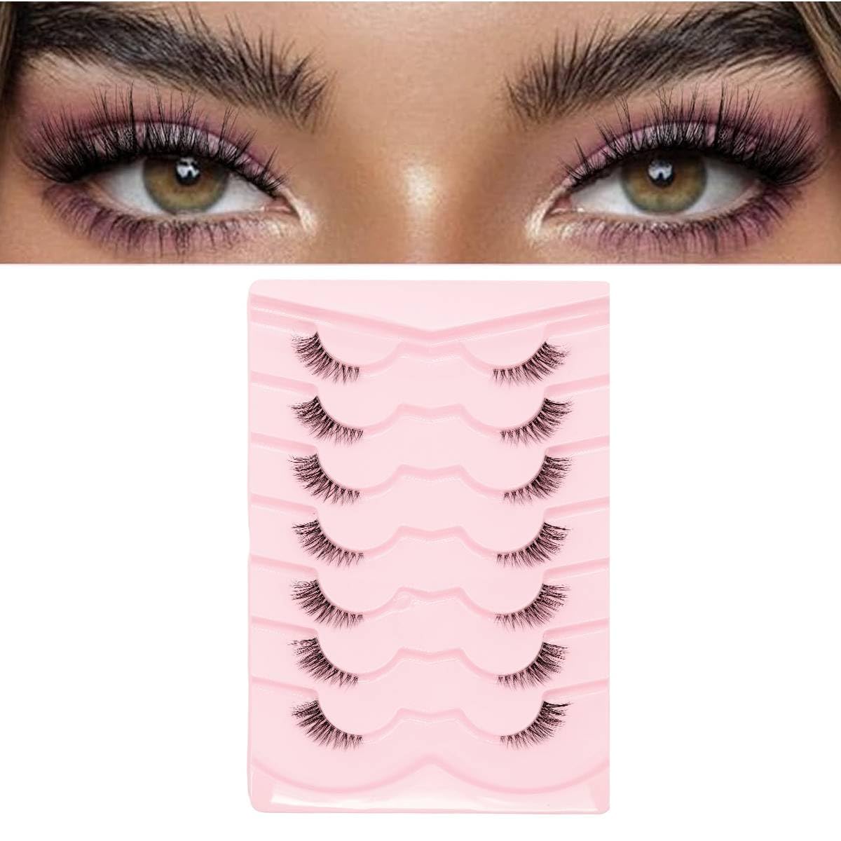 maycreate MAYCREATE® 7 Pairs Flase Eyelashes Winged Lashes Alluring Cat Eye Lashes Synthetic Fiber Fluffy Winged Eye Lashes Extensions Wispy Cat Eye Lashes Party Look Eyelashes-picture-20