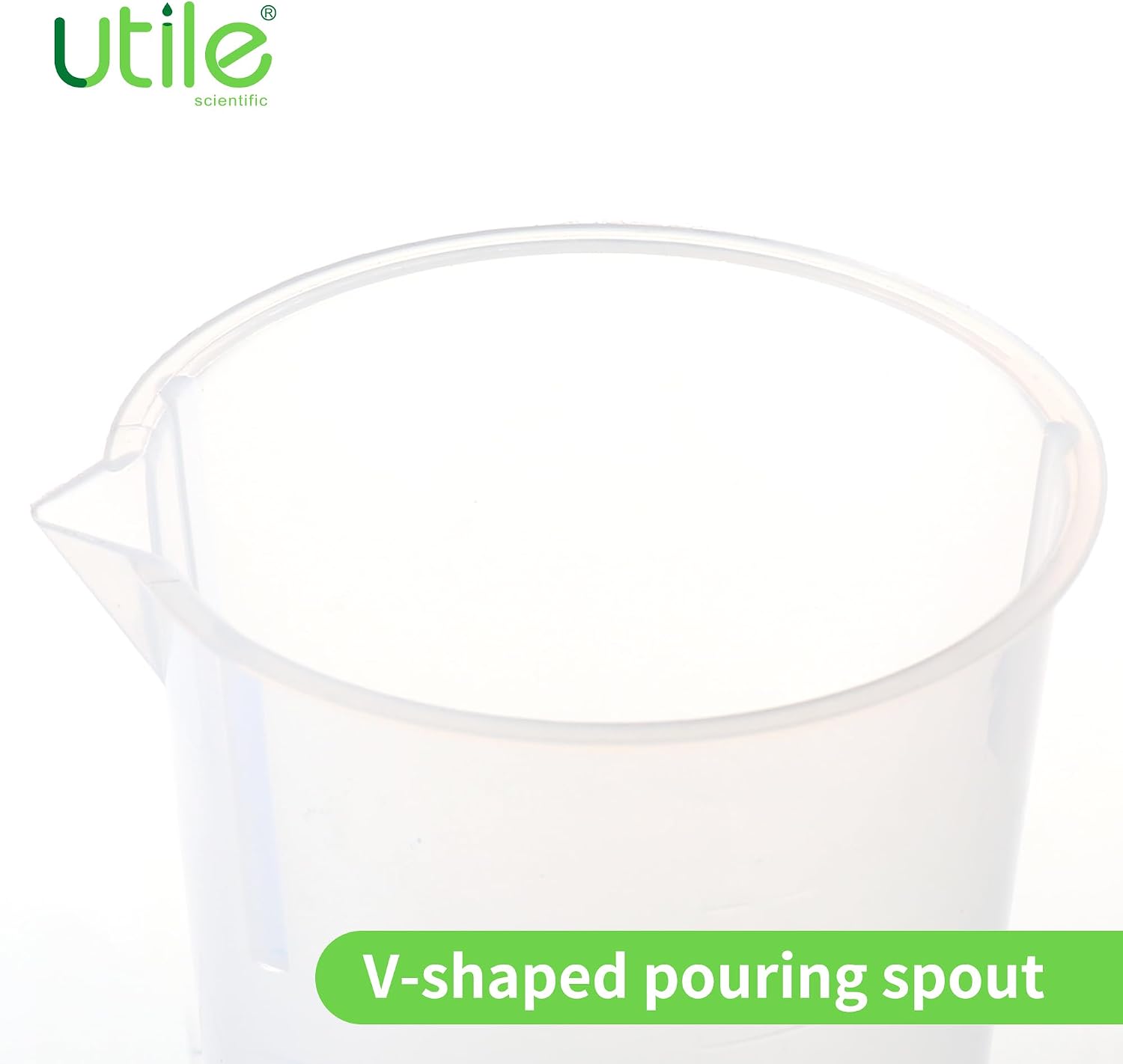 Utile 10 Pcs Plastic Beaker Set with spout of Vol.100ml, Plastic Measuring Beaker For Lab Science with Molded Graduations, 4081.0100.10