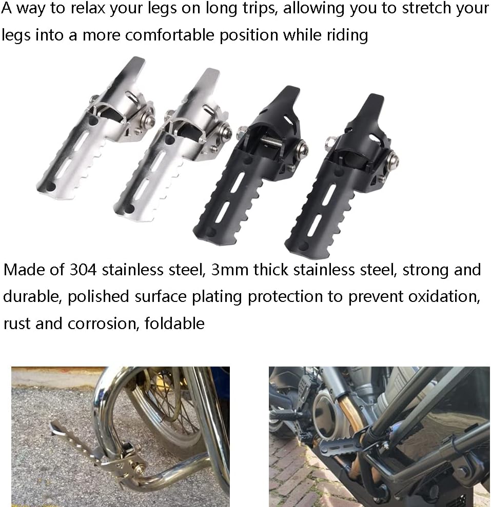 25mm / 1" 22-25mm Motorcycle Highway Front Footpegs Foot Pegs Folding Footrests Clamps Engine Guard Crash Bars Mount For BMW R1250GS R1200GS adv adventure LC HP GSA For Tiger Explorer-black
