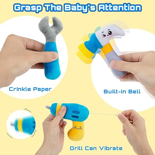 Miniatura 2 de teytoy My 1st Toolbox Playset, juego de herramientas para bebé de 1 año, juguete de construcción de juego de simulación con caja de herramientas con