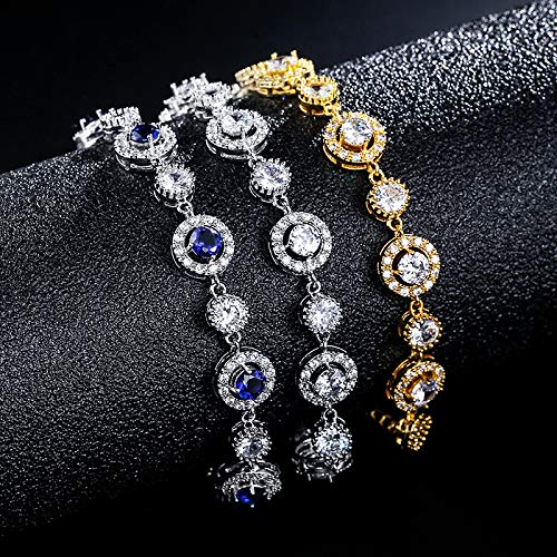 Luxury 14K Gold Moissanite Bracelet for Women, Sparkling Crystal Adjustable Length Charm Bracelet, Jewelry Gift for Mother3