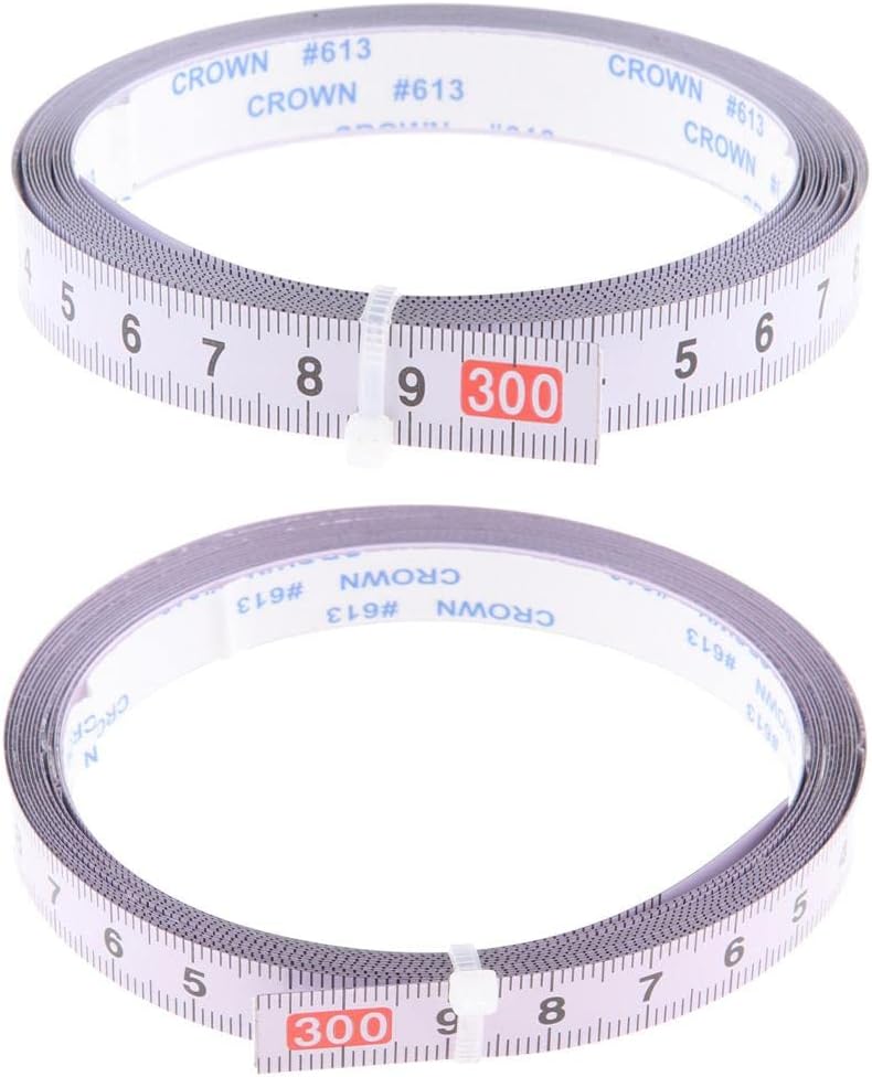 Set of 2 Self Adhesive Measure Tape Metric Stick Ruler, 300cm Right to Left and Left to Right T-Track Measuring Tapes Steel Sewing Machine Sticker Ruler for Workbench Router Table Band Tool