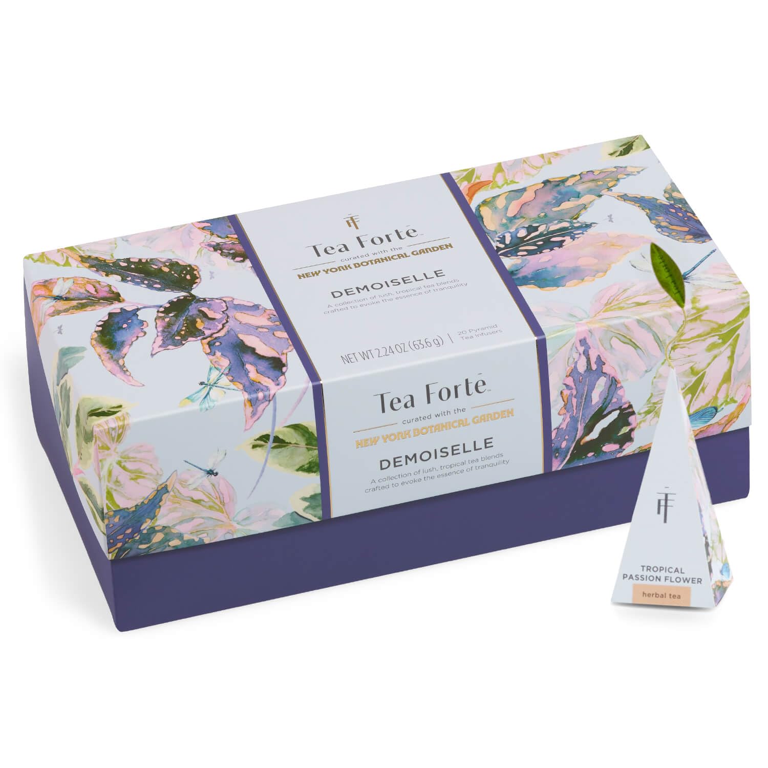 Tea Forte Demoiselle Premium Tea Gift Set, 20 Unidades, Muestras de Té Envueltas Individualmente, Bolsas Infusoras Piramidales
