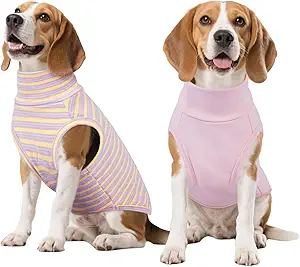 Kuoser 2 Pack Dog Sweater, Soft Dog Sweaters for Small Medium Large Dogs, Sleeveless Pet Fleece Vest,Puppy Pullover Sweatshirt for Boys & Girls, Turtleneck Dogs Winter Coat Clothes