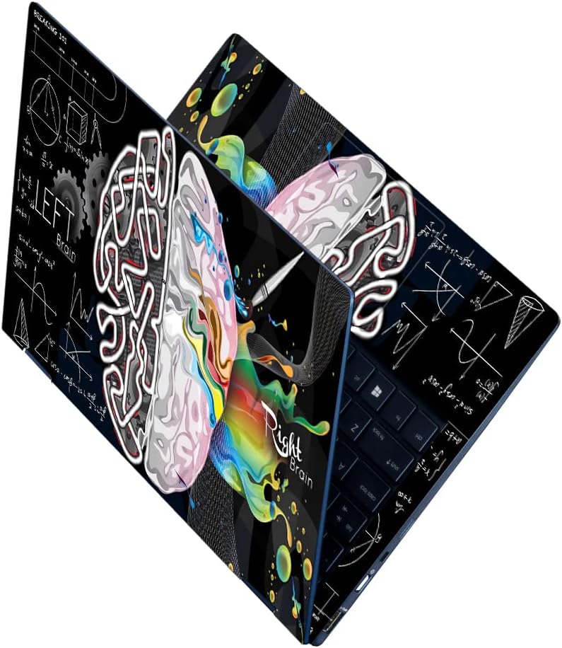 Finearts Full Body Laptop Skin Upto 15.6 inch Sticker Compatible for Dell/HP/Lenovo/Acer/Sony All Laptop Size Upto 14 to 15.6 Inch - Left Right Brain Black