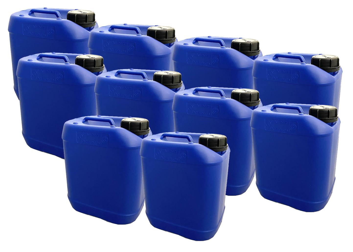 Style # 2 Blue - 5 LT (1.32 Gal) HDPE Jerrican Din51, GE Style | Tamper Evident Screw Cap | UN Rated 3H1/X (X-RATED) | BPA Free | Perfect Container to Ship Chemicals & Liquids | Easy Stacking HDPE Containers | Pack of 10