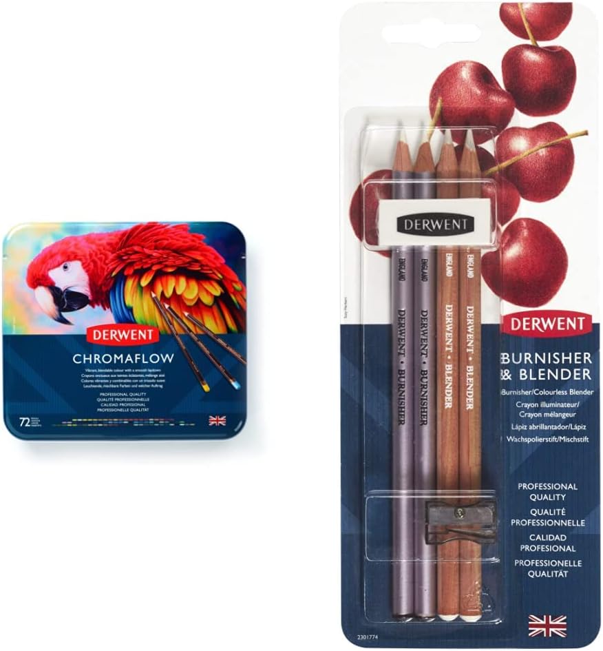 Derwent Chromaflow Colored Pencils 72 Tin, 4mm Wide Core
