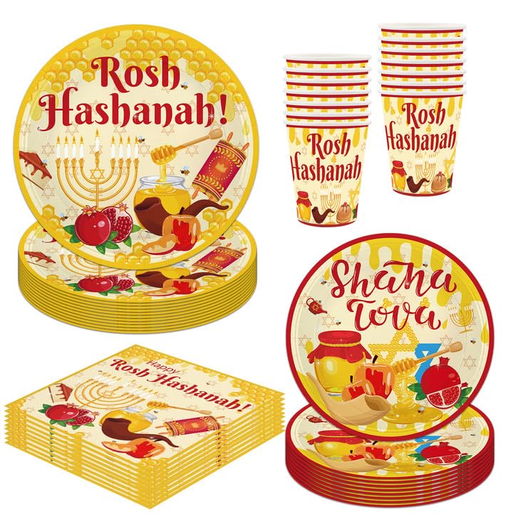 Rosh Hashanah Party Tableware Supplies Set for 16 Guests with