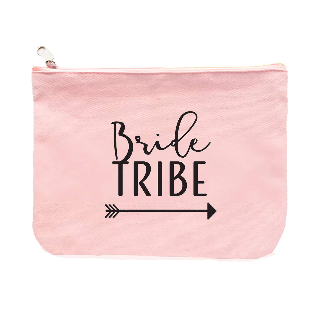 Heather & Willow 6 Piece Set | Bride Tribe Canvas Cosmetic Makeup Clutch Gifts Bag for Bridesmaid Proposal Box & Bridesmaids Bachelorette Party Favors (Grey)