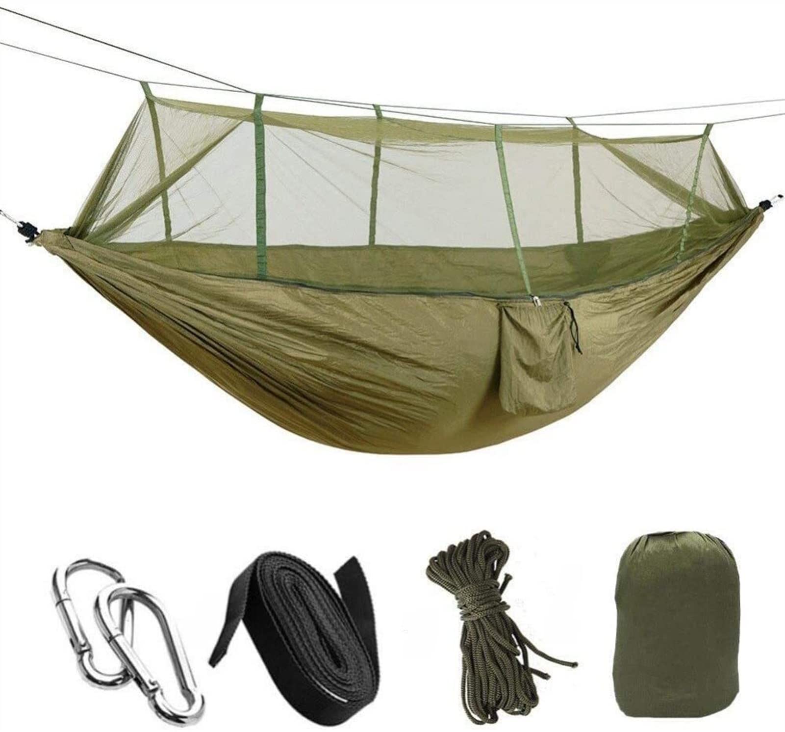 WTAXBH Hängematte mit 2 Person Camping Garten Hängematte Net Outdoor Möbel Bett Kraft Parachute Stoff Schlaf Swing Tragbare Hänge (Color : Grey) : 