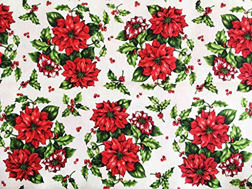 Stamperia Festa & Borelli Srl Tessuto Motivo Stelle di Natale | Prodotto Made in Italy | 100% Puro Cotone | Altezza 180 cm | Il Tessuto è in Vendita al Metro