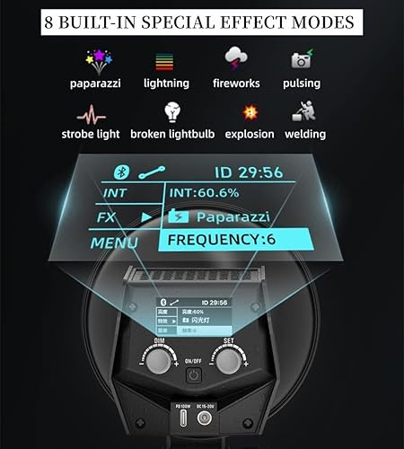 Miniatura 7 de IFOOTAGE Luz de video LED SL1 60DN, iluminación LED continua de 70 W con luz diurna de 5600 K, CRI 98+, brillo 12200lux 3.3 ft, 8 efectos de luz,
