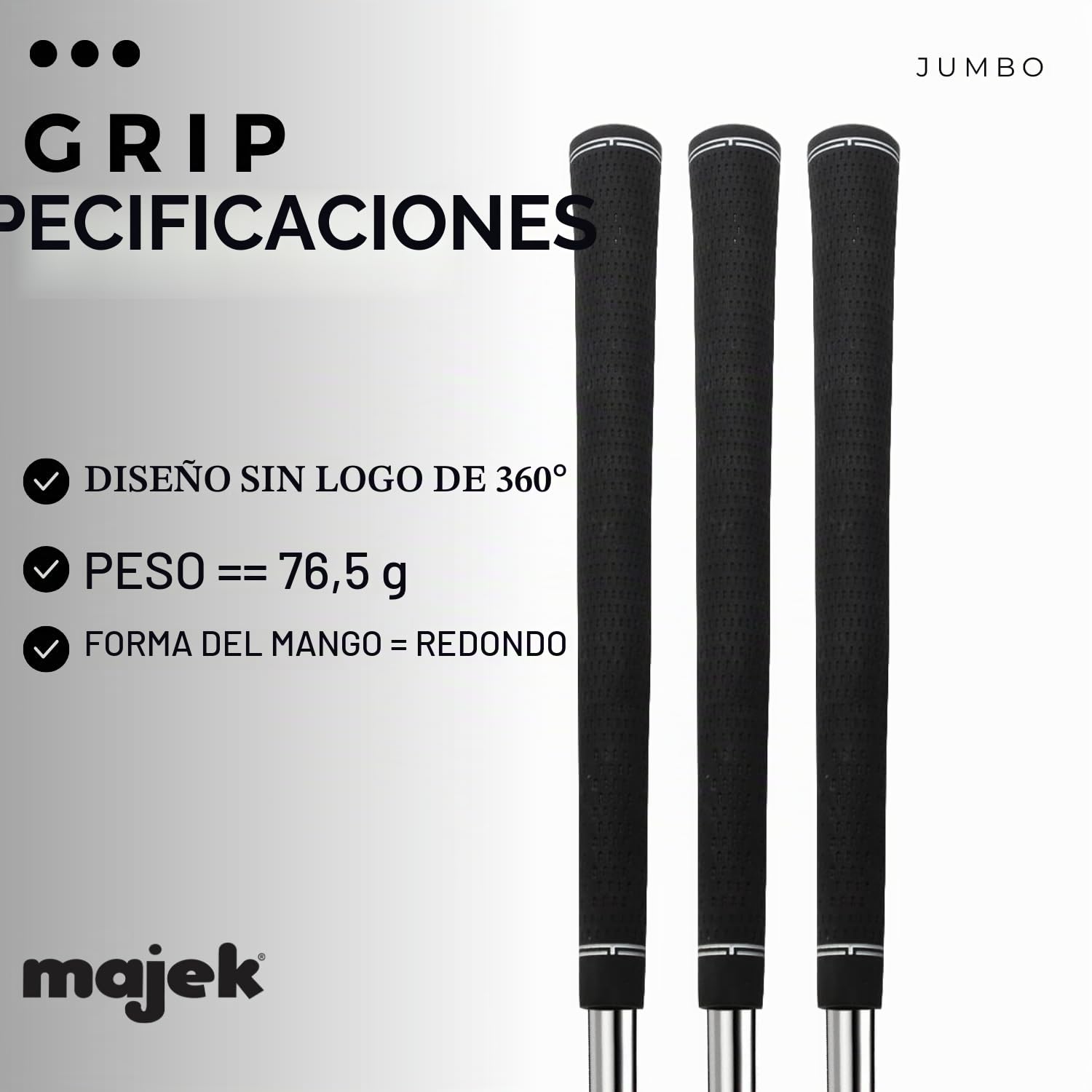 3 empuñaduras de golf de terciopelo Tour Pro de tamaño jumbo para hombre