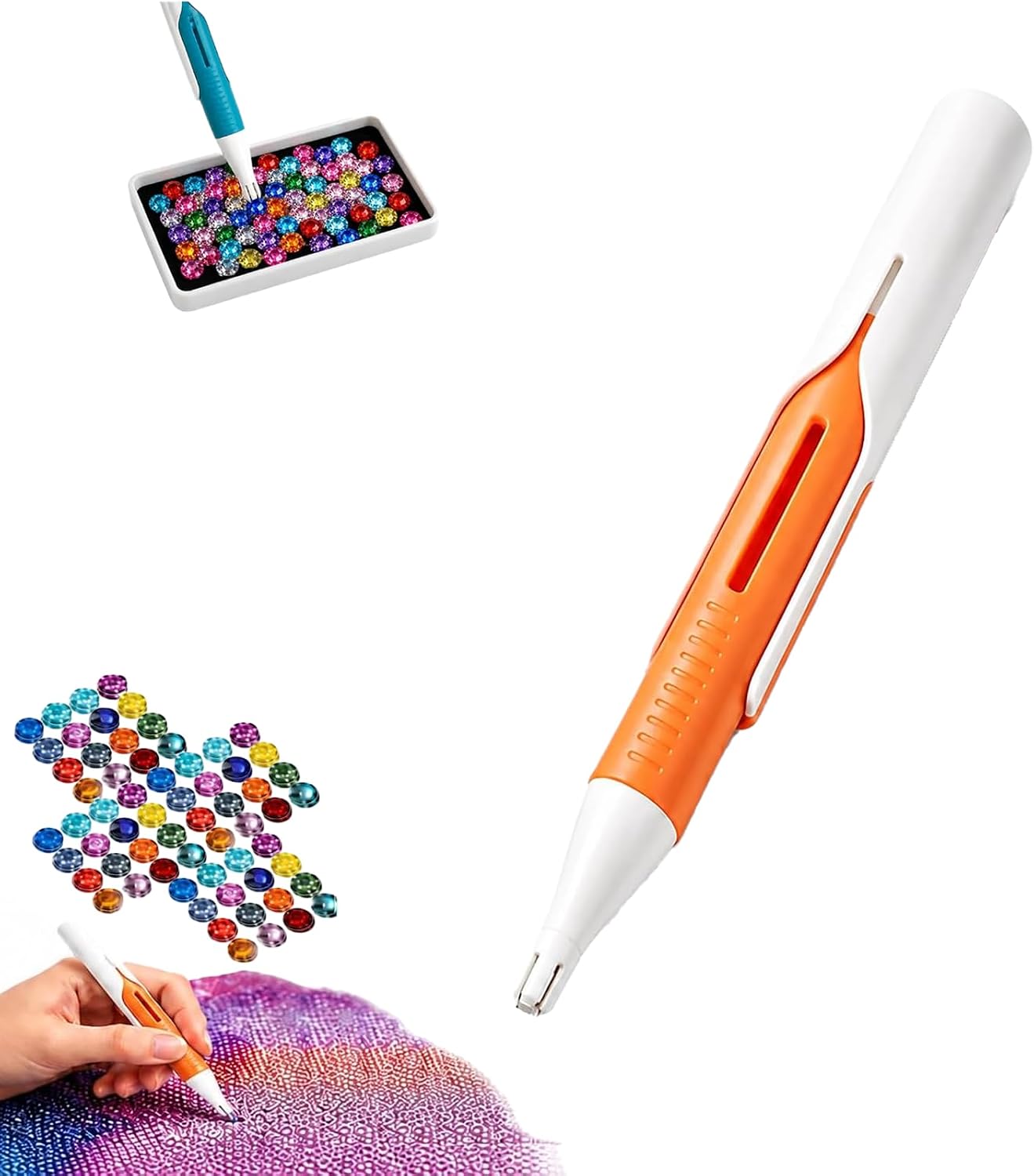 Qonkuges Automatic Diamond Painting Bead Dispenser Set, Diamond Art Tool for DIY Craft Lovers, for 2.8mm Round Drills, No Wax Required, Ergonomic Diamond, Easy Bead Placement and Organization