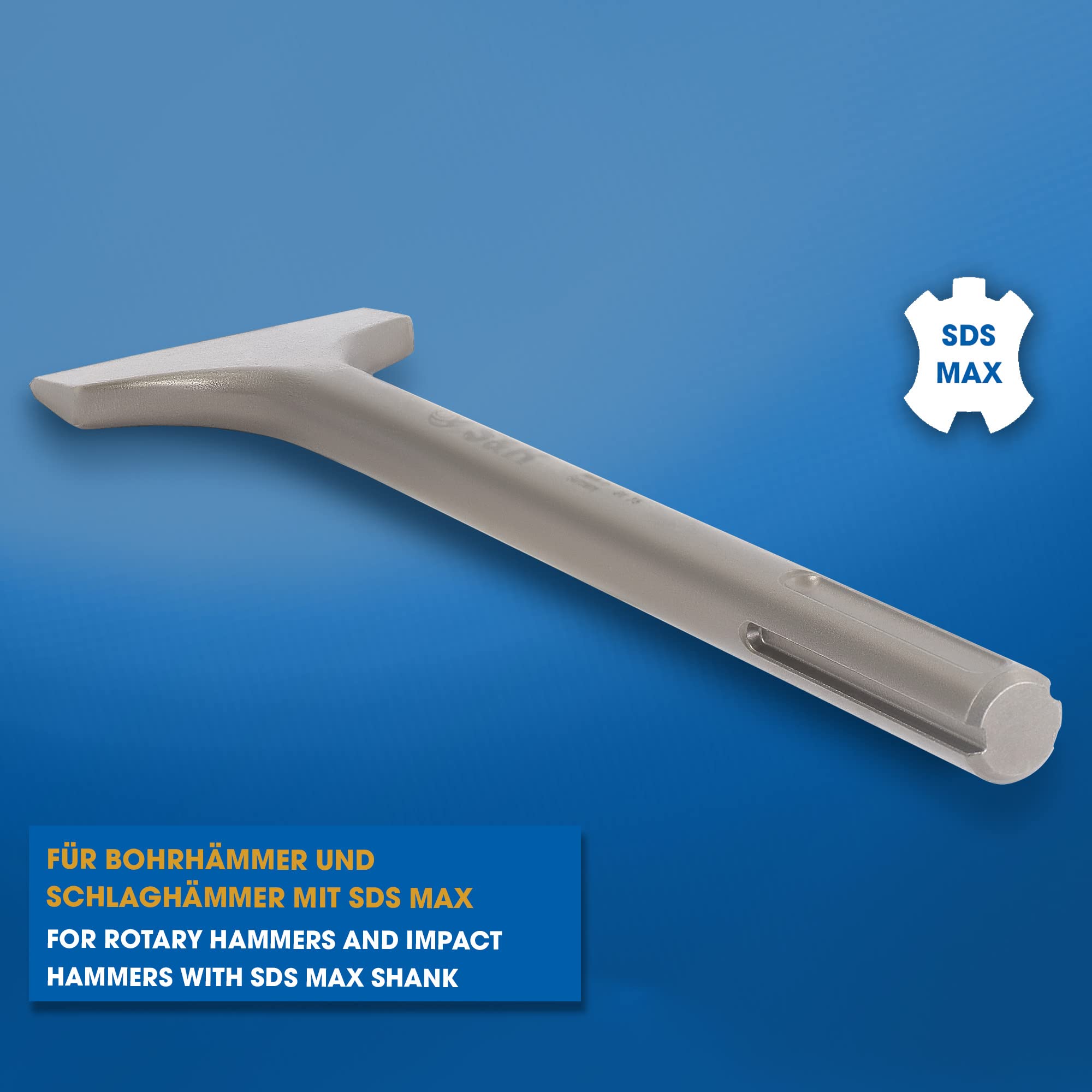 S&R Scalpello SDS MAX Largo a Spatola Punta sds max Ceramica Piastrelle Muratura. Made in Germany - Qualità Industriale (300 x 80 mm)