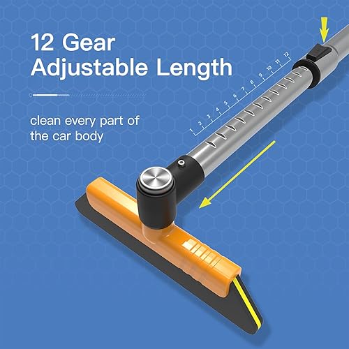 Miniatura 2 de REALYOU Rascador de hielo de 37.4 pulgadas y cepillo de nieve extensible de 12 engranajes para parabrisas de automóvil con cabezal de cepillo