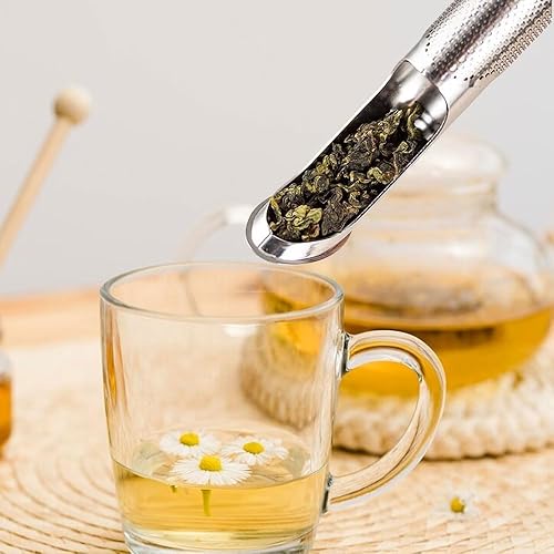 Miniatura 6 de Difusor de té de acero inoxidable, infusor de té de hojas sueltas más pronunciado, difusor universal de intervalo de té de agujeros finos con mango