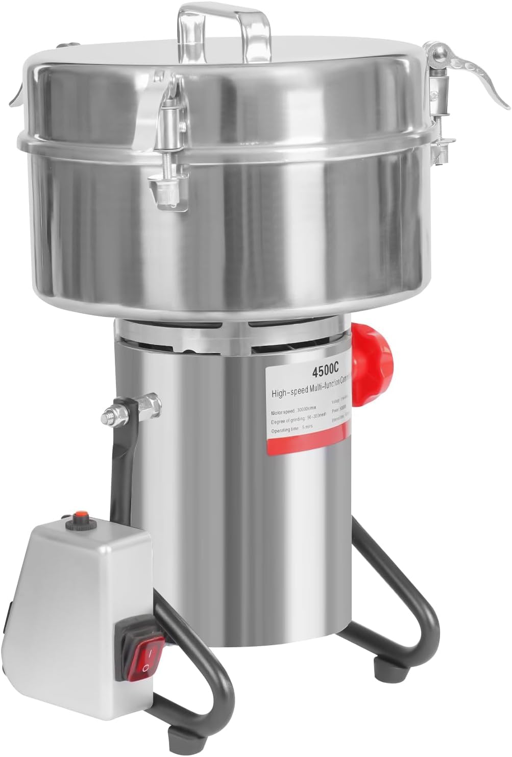 Molinillo eléctrico de granos de 2500 g, motor de cobre de 4500 W, tipo oscilante comercial, alta velocidad para granos, especias, café, maíz y pimienta. (4500g)