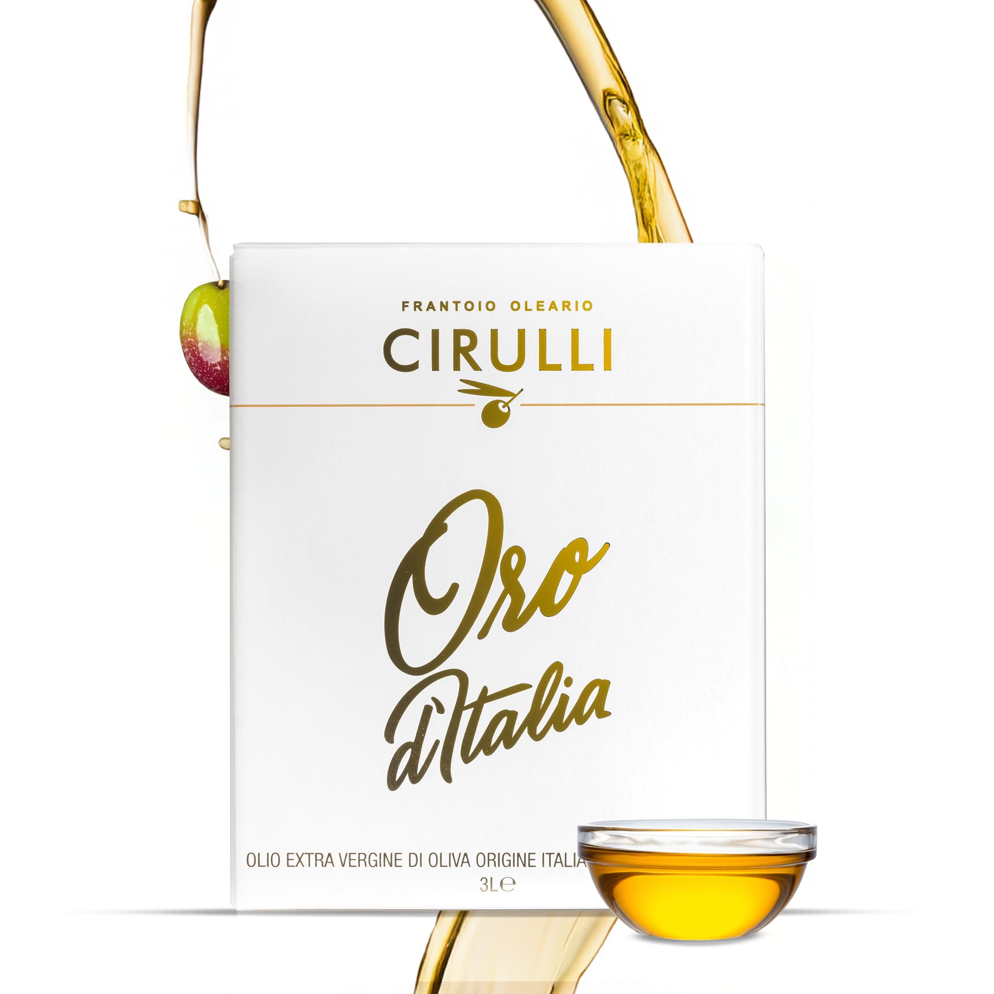 Cirulli Olio Extravergine di Oliva 100% Italiano - 3L Bag in Box con Rubinetto Laterale - Olio EVO Premium - Olio Extravergine dalle Radici Antiche - Raccolto Precoce - Ricco di Polifenoli
