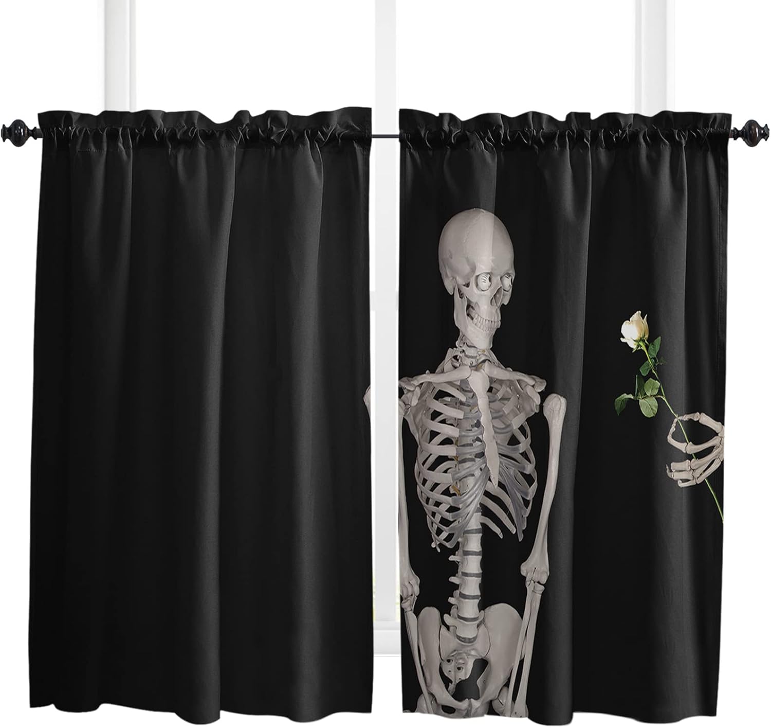 Amazon Com Skull Decor Windows Curtain Window Treatment Panels Curtains With Rod Pocket Polyester Drapes For Living Room Bedroom 2 Pcs 52x54inch Courtship Skeleton 居家與廚房