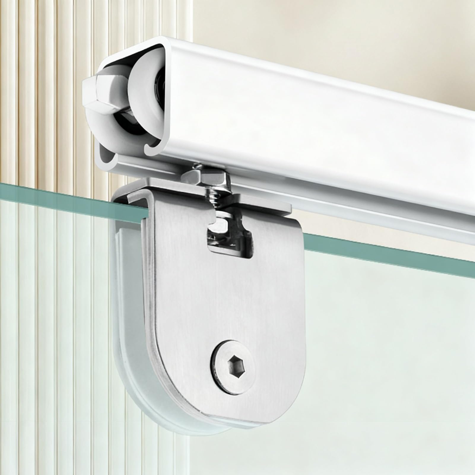 YDHSIKK Glass Sliding Door Track, Sliding Glass Door Track Kit For 5-8mm Doors Multicolor 50-400cm(Silver,250cm/98.4in)