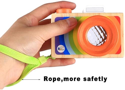 Miniatura 5 de GoodPlay Mini cámara de juguete de madera de dibujos animados con lente de caleidoscopio multi-prisma, cámara portátil para niños pequeños (llevar