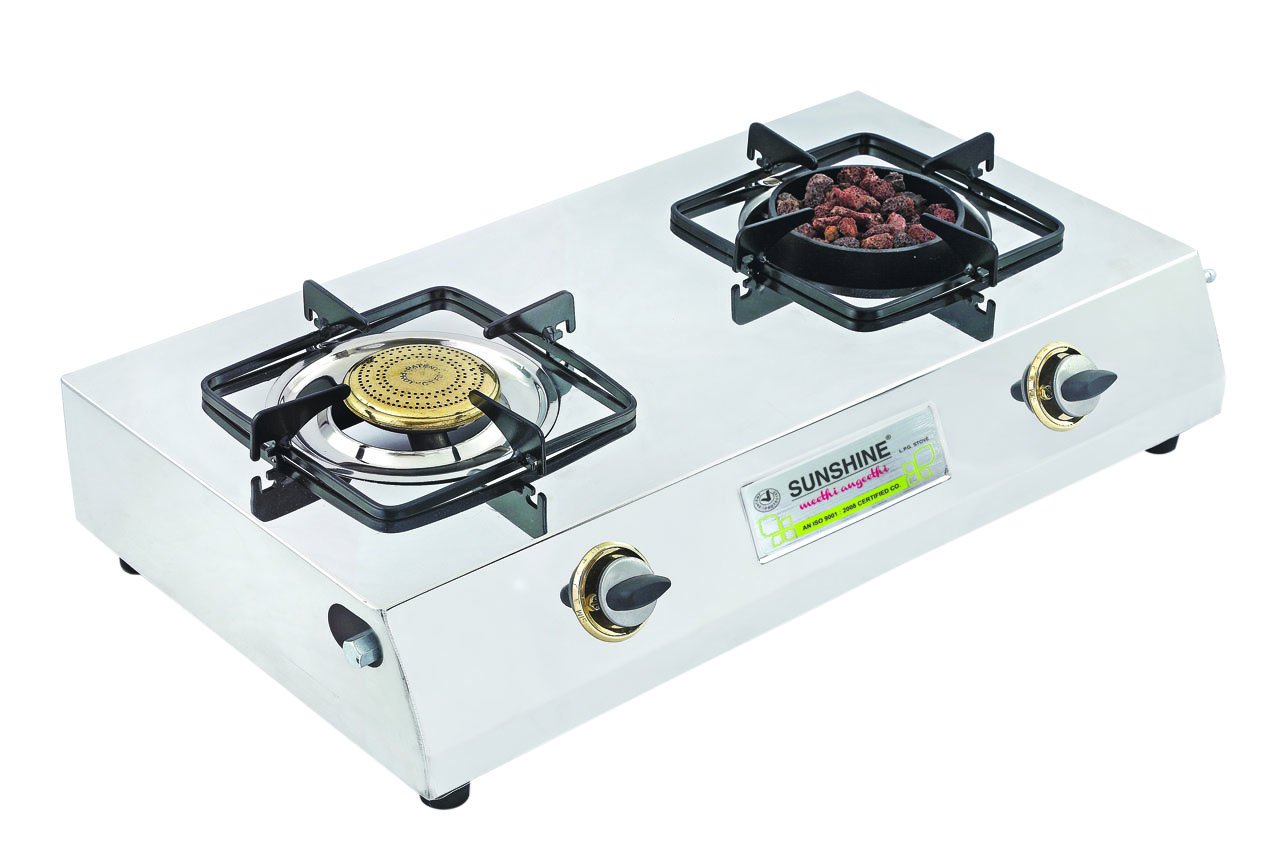 Sunshine Meethi Angeethi 2 Burner Gas Stove Manual Ignition (Stainless