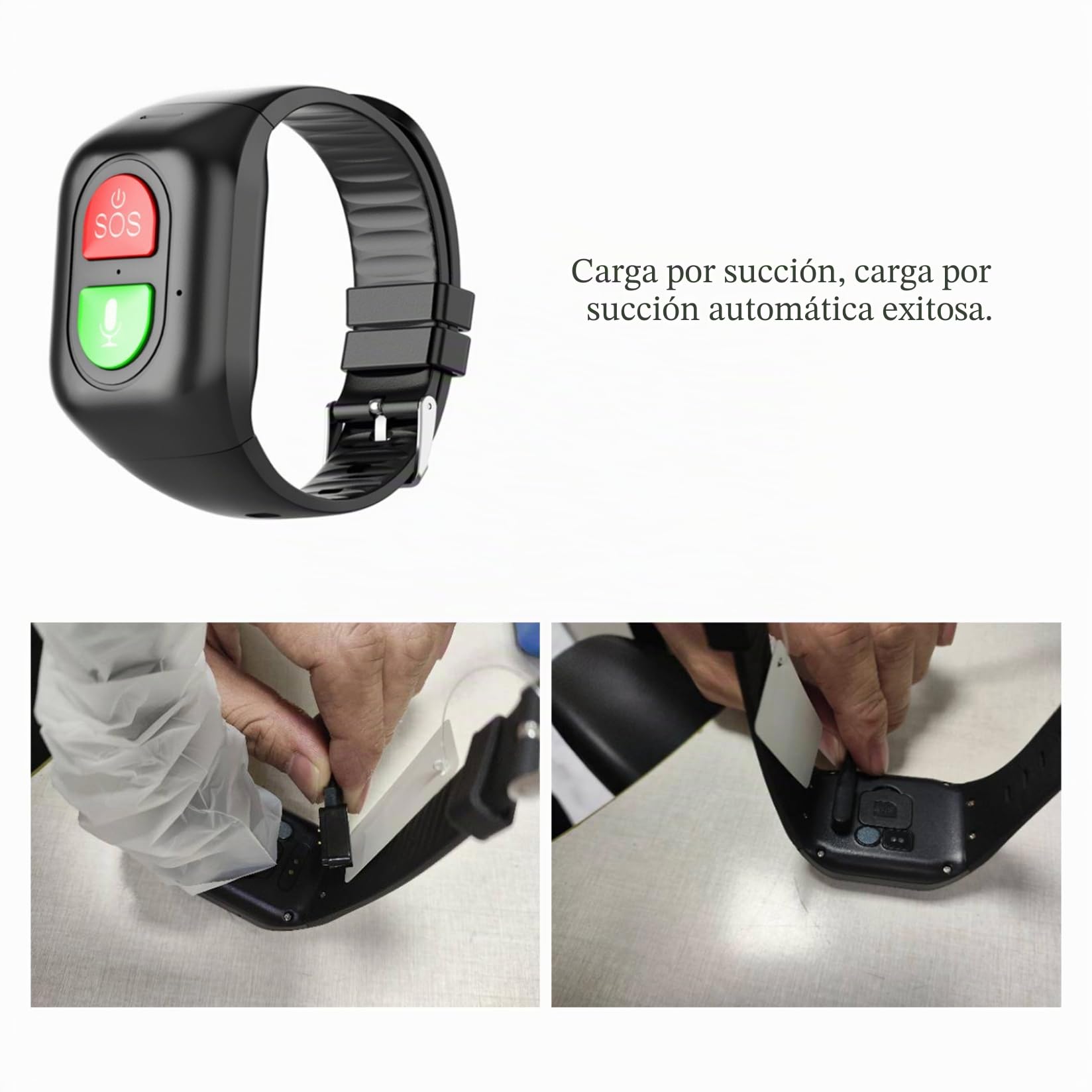 Pulsera SOS Pulsera de Seguimiento GPS Ubicación Llamada de Emergencia Rastreadores de Actividad física Reloj para Personas Mayores Niños Negro, Seguimiento GPS