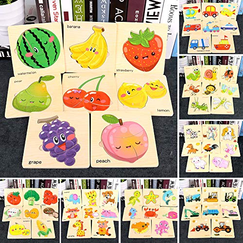 Heave 8Pcs Wooden Peg Puzzles Set For Toddlers 2 3 4 Years Old,Fruit Vegetables Vehicles Learning Puzzles Board For Kids,Preschool Educational Pegged Puzzles Activity Toys 8Pcs Insect Animal #TOP2