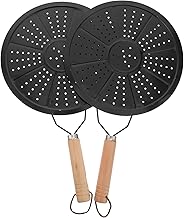 Cabilock 2 peças difusor de calor, placa difusora de indução de proteção de chama, placa de indução com cabo de madeira para fogão elétrico a gás, vidro, fogão de indução para cozinhar 22 cm, preto