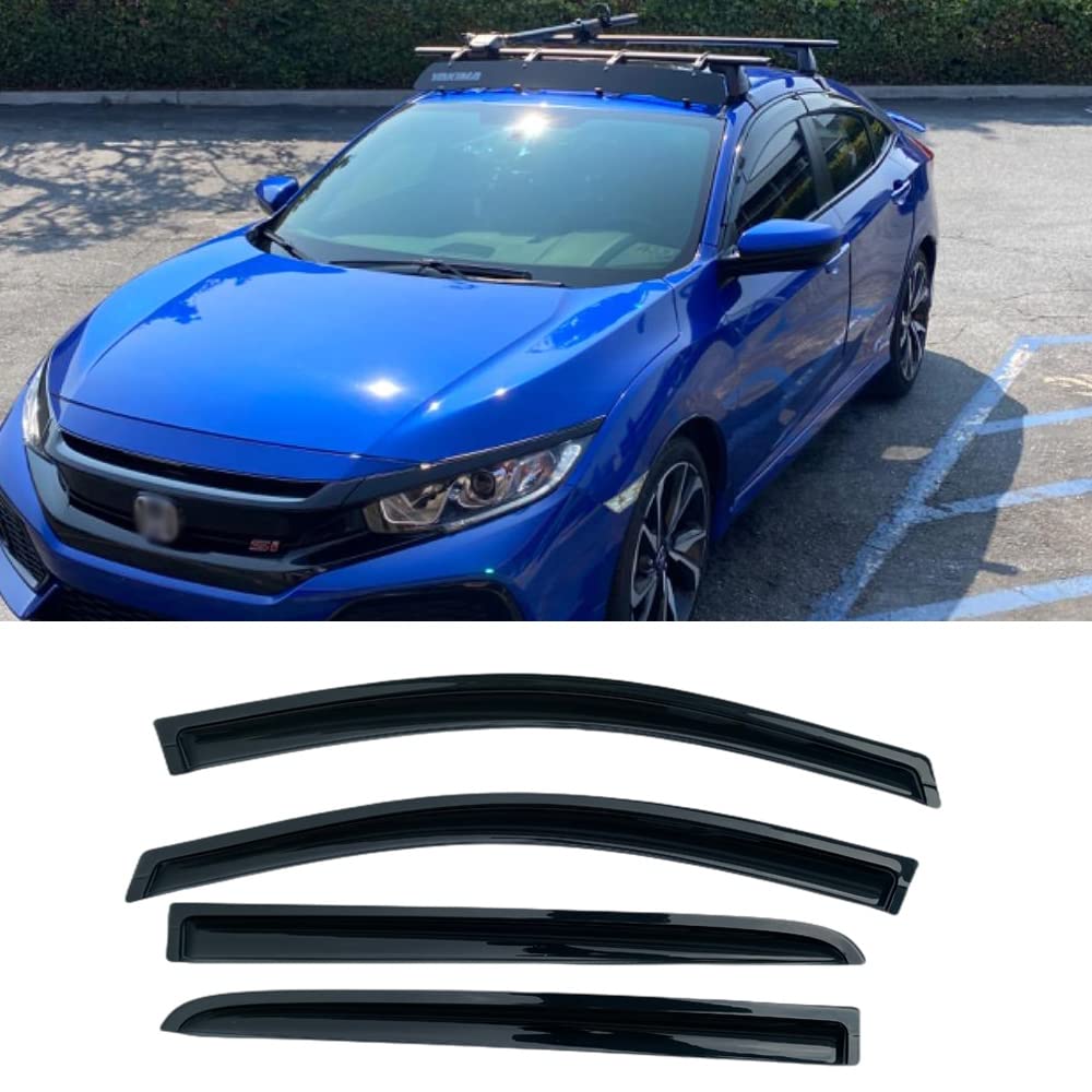 Photo 1 of Puermto 94682 Sunproof Waterproof Side Window Wind Deflector, 4pcs Window Visor fit for Honda Civic 2016 2017 2018 2019 2020 2021 CIVIC 2016-2021