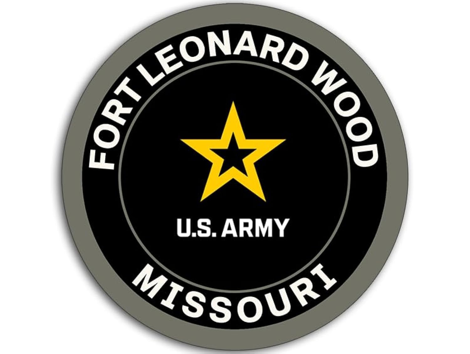 Round Fort Leonard Wood Base Sticker (Missouri Logo Insignia Vinyl Decal for car, Laptop (3 inch) U.S. Army Licensed