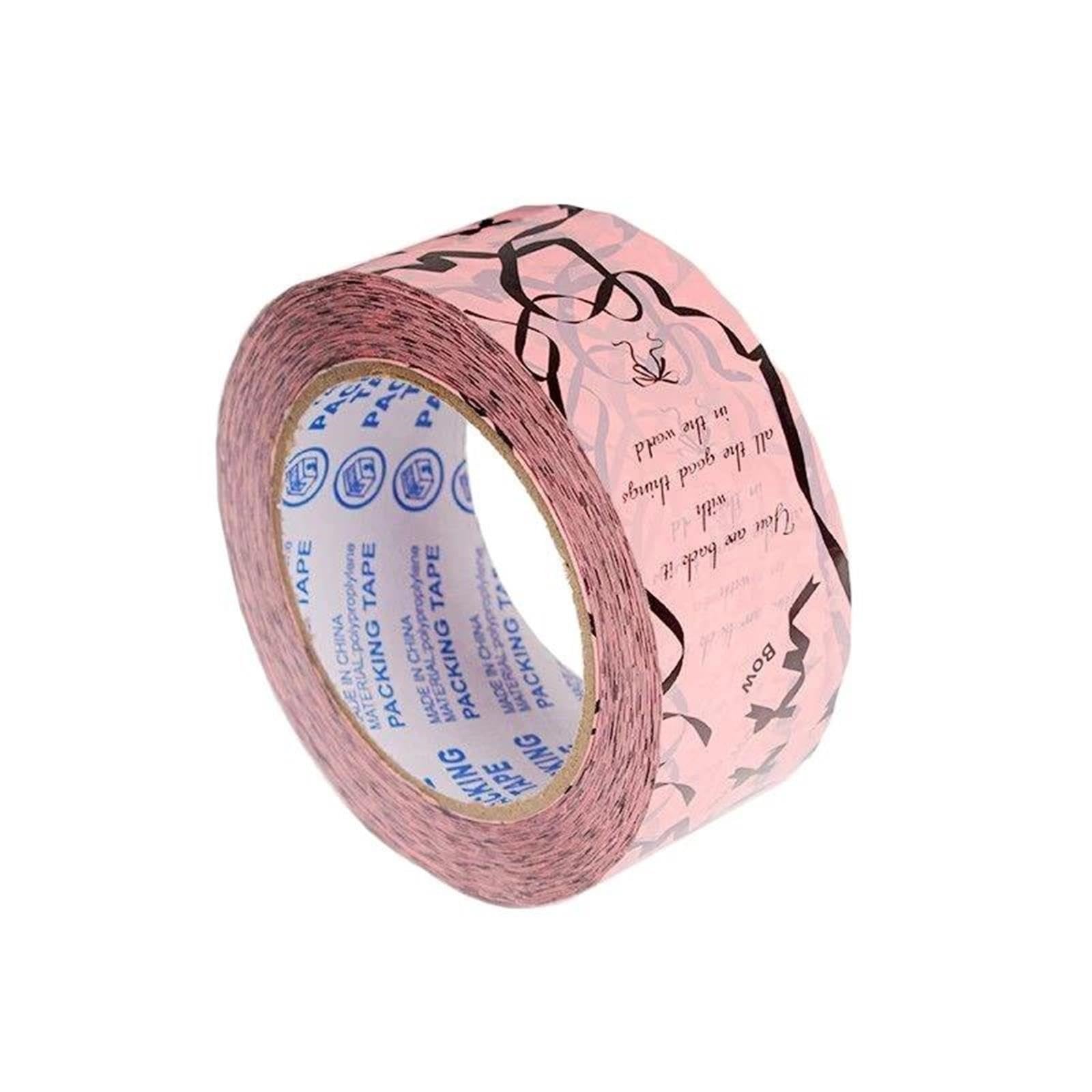 Taśma Pakowa 4,5 Cm X 100 Metrów Biała/różowa Kokardka Z Nadrukiem Papiernicza Klejąca Na Papierowe Pudełko Prezentowe Dekoracyjne(Pink 3 rolls)