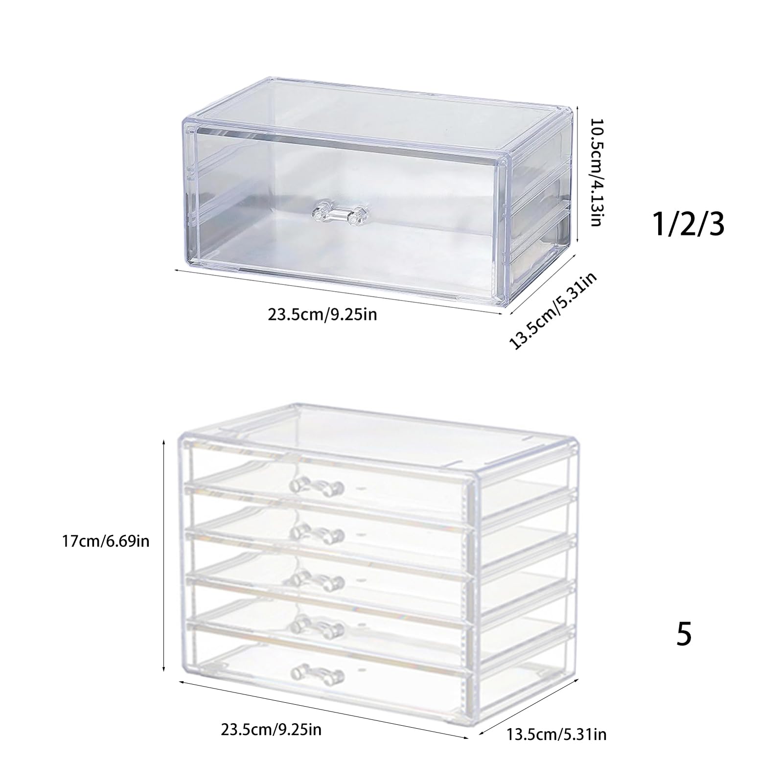 Make up und Schmuckschubladen Organizer aus Acryl, Schönheitsbehälter mit mehrschichtigem Design für Zuhause und den Schminktisch, Schminkschubladen Organizer