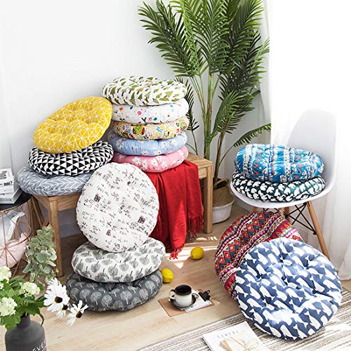 Vctops Bohemian Soft Round Chair Pad Garden Patio Home Kitchen Office Seat Cushion Grid Yellow Diameter 16 Inch thumb #3