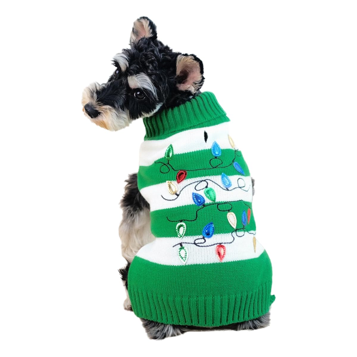 Tangpan Classic Turtleneck Stripes Christmas Light Décor Pro Pet Clothes Dog Sweaters Puppy Apparel (Green,XL)