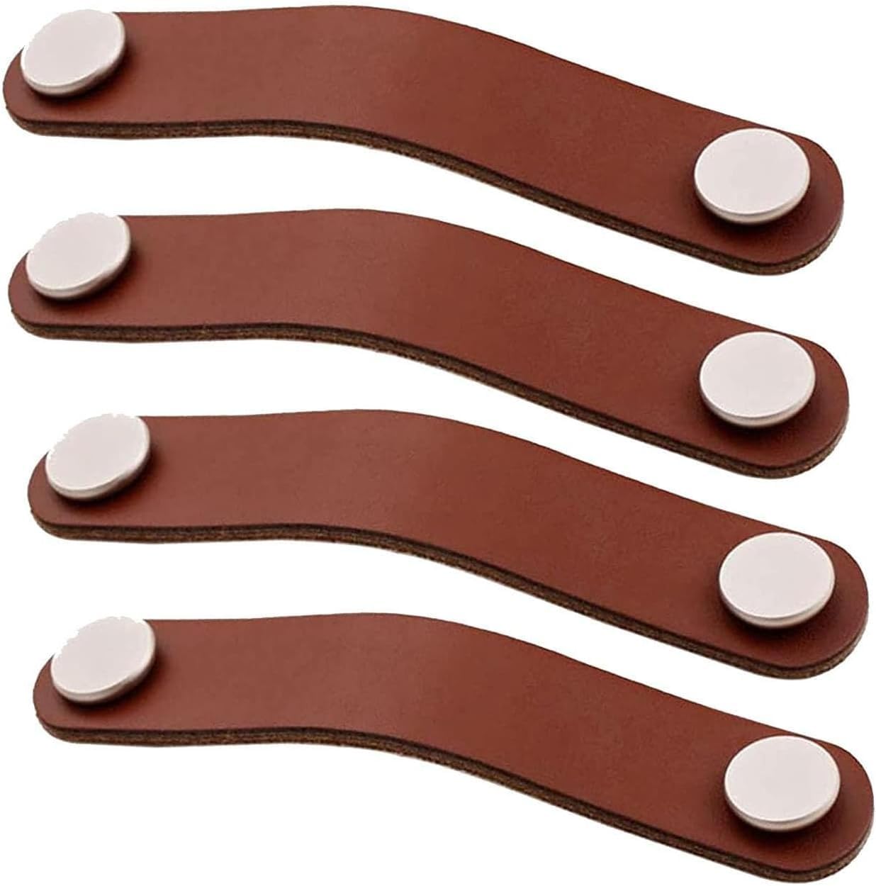 Kuayeocf 4Pcs Leather Drawer Pull, Wardrobe Cabinet Door Handle Knobs For Furniture Hardware(,Hole Distance 96Mm)