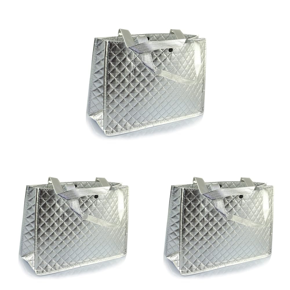 R-moment Rosymoment Gift Bag, Bag Shopping Bag with Handle Size 23.5X33X11cm, Color Silver, HHB3401S