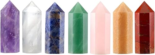 Miniatura 3 de LCLUCKYLK Varita de cristal curativo estándar de 0.6 x 1.8 pulgadas, amatista, cuarzo rosa, lapislázuli, berilo, rubí, piedra amarilla, cristal