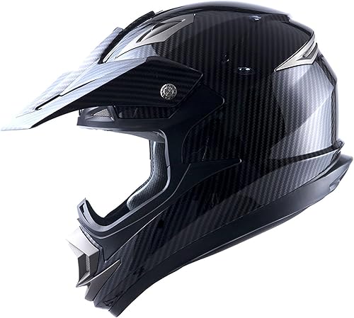 Miniatura 2 de 1Storm Casco de motocross para adultos, todoterreno, MX, BMX, ATV, motocross, mecánico, HGXP14B, fibra de carbono, negro, HGXP14B