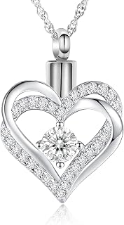 shajwo cremation Jewelry Heart Urn Necklace for Ashes for Women Girls Memorial Keepsake Birthstone Pendant