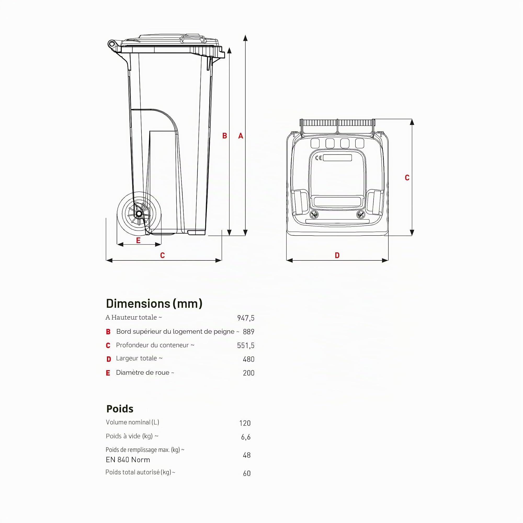 Sulo Poubelle de 120 l - Anthracite - Pour toutes les vannes de peigne DIN - Fabriquée en Allemagne - Plastique extra résistant - Roues pleines en caoutchouc - Facile à nettoyer - Résistant aux UV