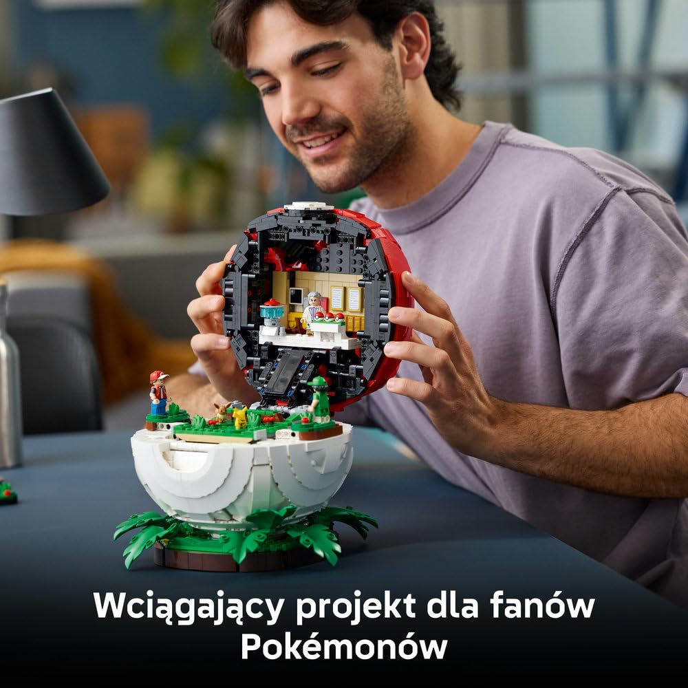 LEGO Pokémon Kultowy Pokéball z Trenerami 72154 | Kolekcjonerski model Pokéballa, duży zestaw klocków dla dorosłych, prezent dla fana gry, gamingowa dekoracja, 2386 elementów