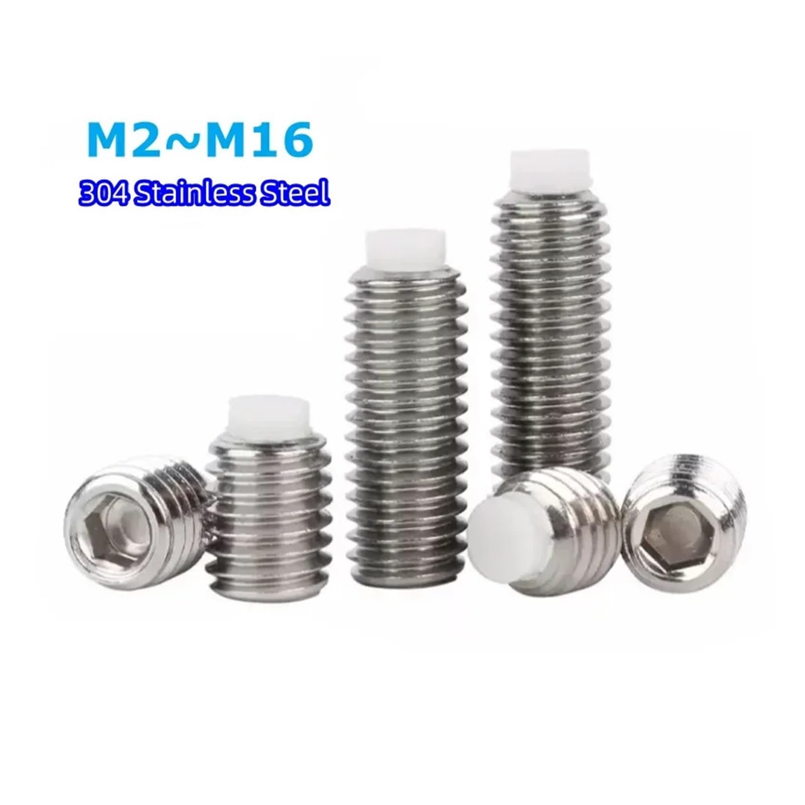 M2 .5 M3 M4 M5 M6 M8 M10 M12 M16 304 In Acciaio Inox Esagono Incassato Plastica Nylon Cane Convesso End Point Punta Grub Bolt Set Vite(65mm,M10-5pcs)