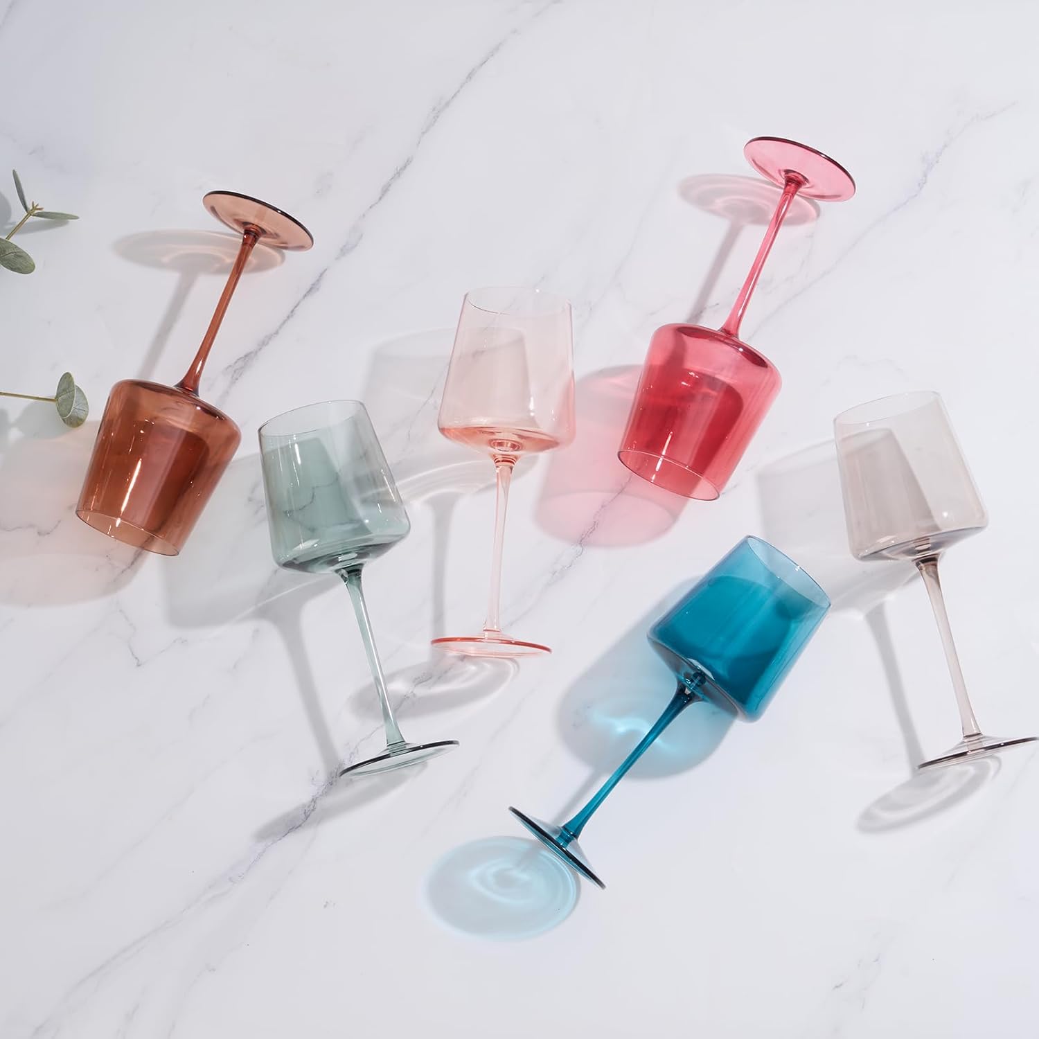 Colored Wine Glasses Set of 6-14oz, Colorful Wine Glasses by hand Blown Crystal,with Tall Long Stems for Party Home Bar Christmas Wedding gift set for wine lovers - Image 5