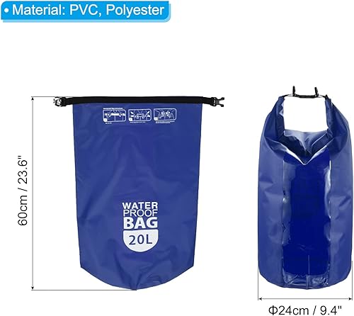 Miniatura 2 de PATIKIL Bolsa seca flotante impermeable, 20L al aire libre flotante bolsa seca mochila con ventana transparente para canotaje, rafting kayak, azul