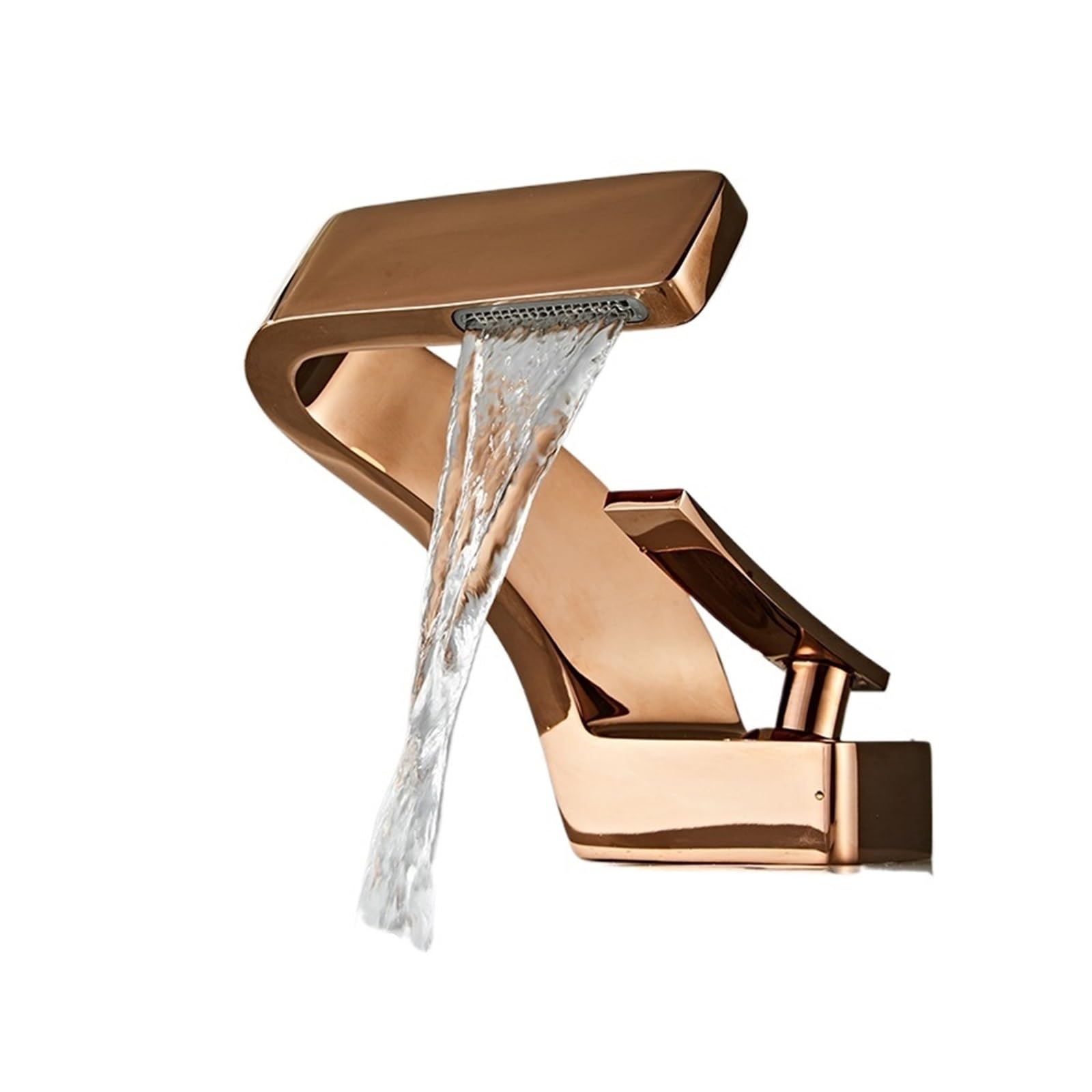 Rose Gold Kitchen Faucet, Chrome White Bathroom Sink Mixer Tap, Single Handle Hot & Cold Water Basin Faucet, Modern Design, Countertop Installation